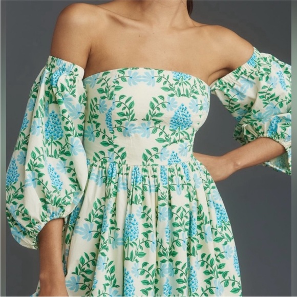 Anthropologie Let Me Be Long-Sleeve Printed Hydrangea Midi Dress - Picture 3 of 7